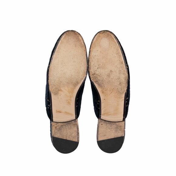 Gucci Princetown GG Monogram Blue Velvet Horsebit Mule Slides Navy 37 US7 - Picture 15 of 16